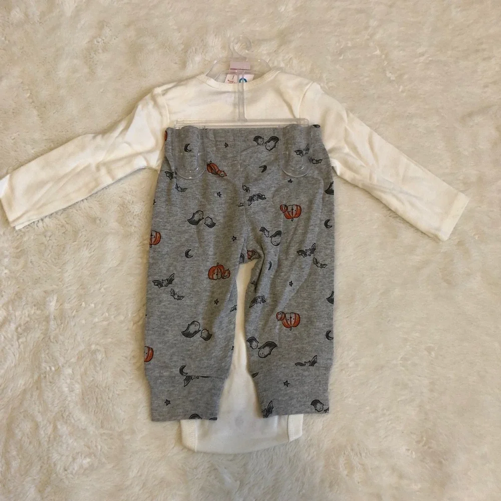 Carter's Baby Boys Girls 6 Months Halloween Ghost Long Sleeve Bodysuit Pants Set